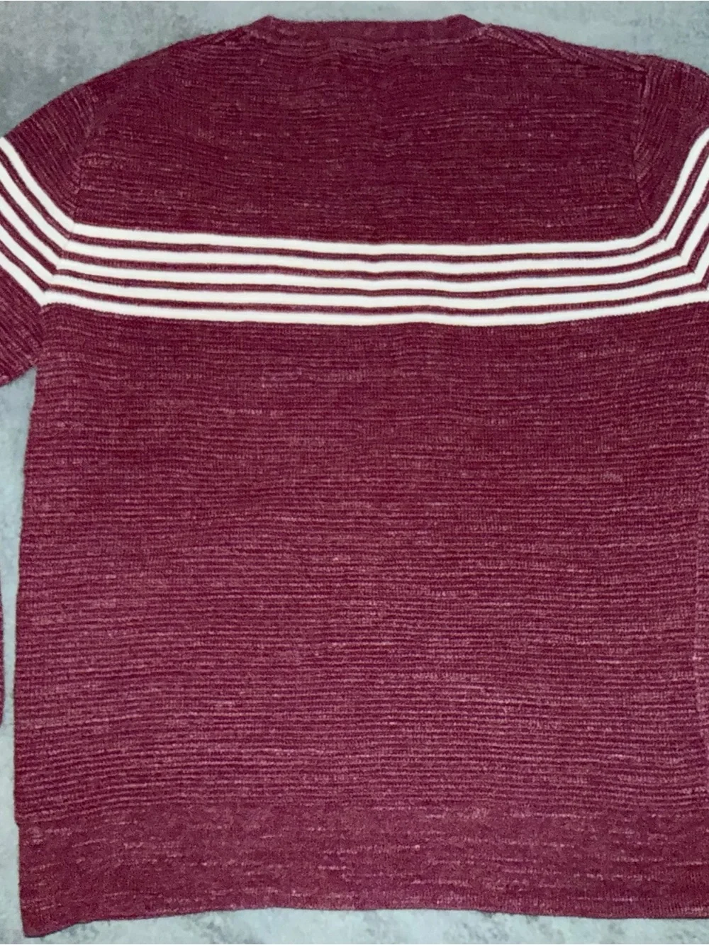 J. Crew Burgundy Crewneck Sweater with White Chest Stripes